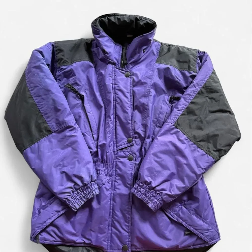 90s Ski Gear jacket colorblock Purple & Black women’s Large